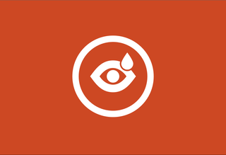 Graphic of an eye icon with a drop of sweat.