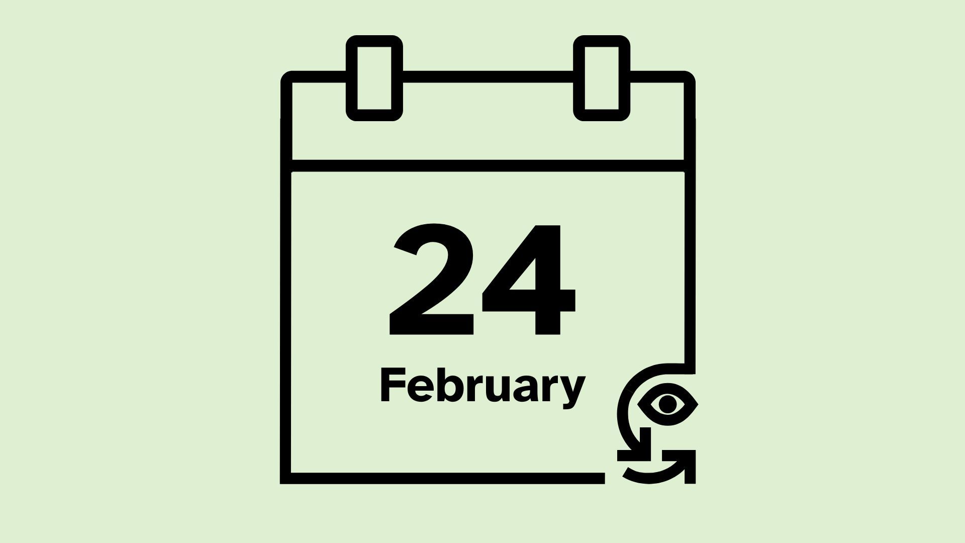 A calendar graphic. Text reads 24 February.