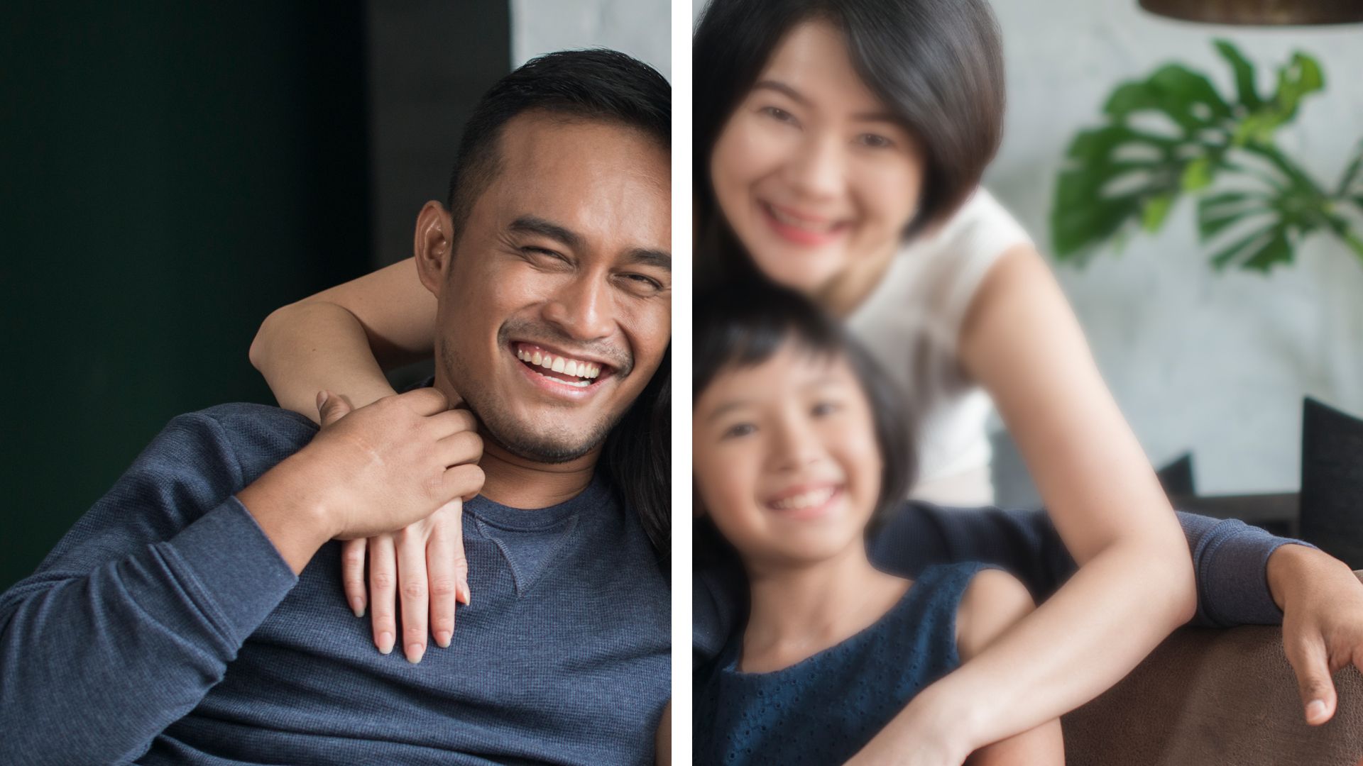 Image of a family with the right side showing the effects of retinal vascular occlusion