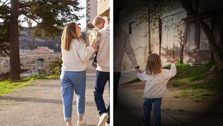 Image of a family walking with the right side showing the effects of glaucoma on vision