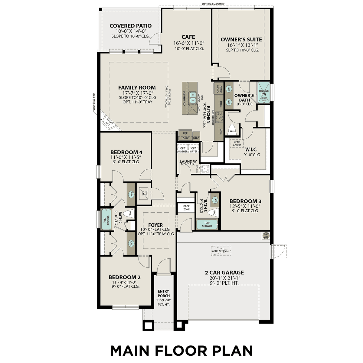 1 - The Acadia A buildable floor plan layout in Davidson Homes' Lago Mar community.