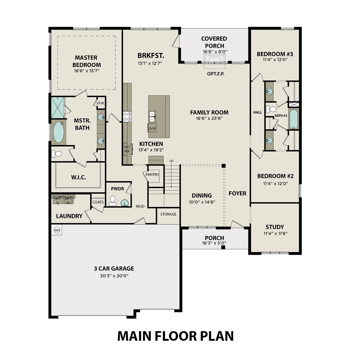 1 - The Finleigh with Bonus buildable floor plan layout in Davidson Homes' Creekside community.