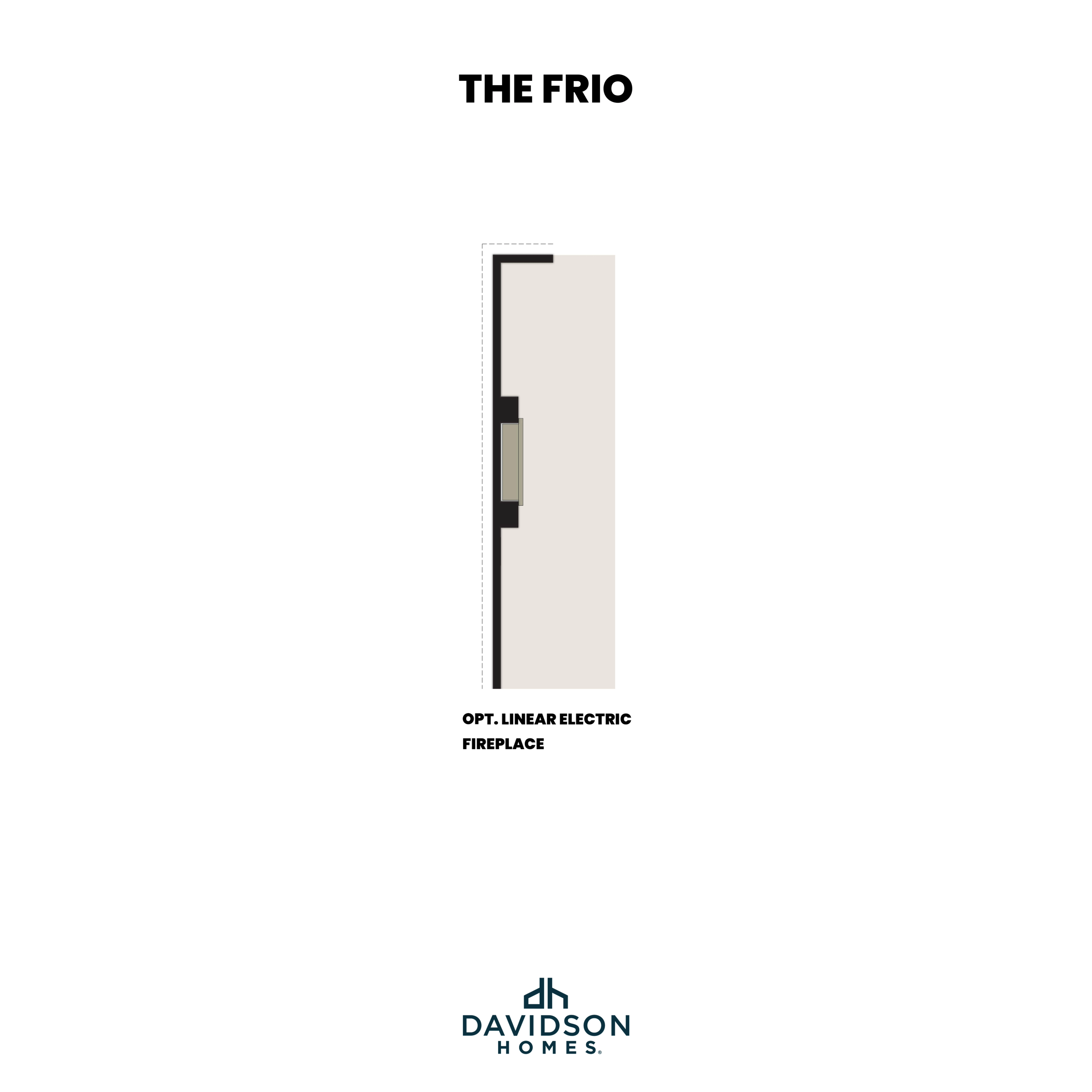 Optional linear electric fireplace design for The Frio 3-bedroom home by Davidson Homes
