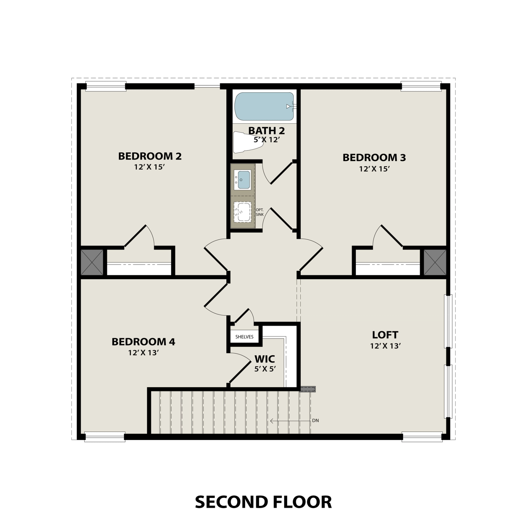 2 - The Sabine E buildable floor plan layout in Davidson Homes Homes' Caney Creek Place community.