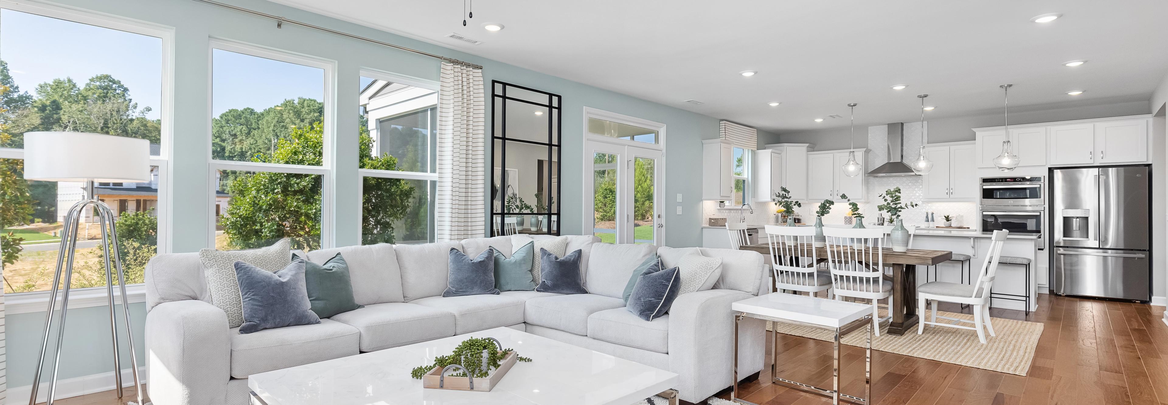 New Construction Home with Open Living Room to Kitchen Layout in Wake Forest, NC.