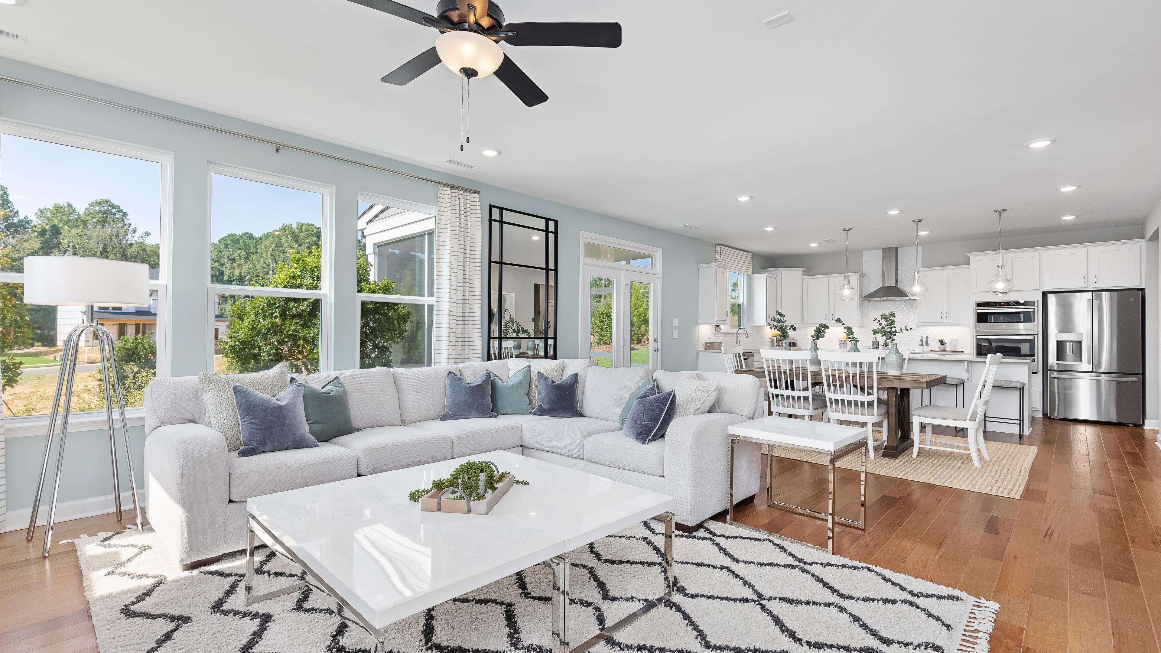 New Construction Home with Open Living Room to Kitchen Layout in Wake Forest, NC.