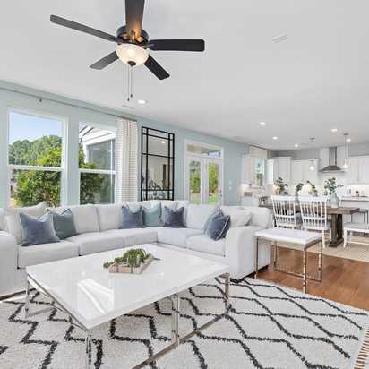 New Construction Home with Open Living Room to Kitchen Layout in Wake Forest, NC.