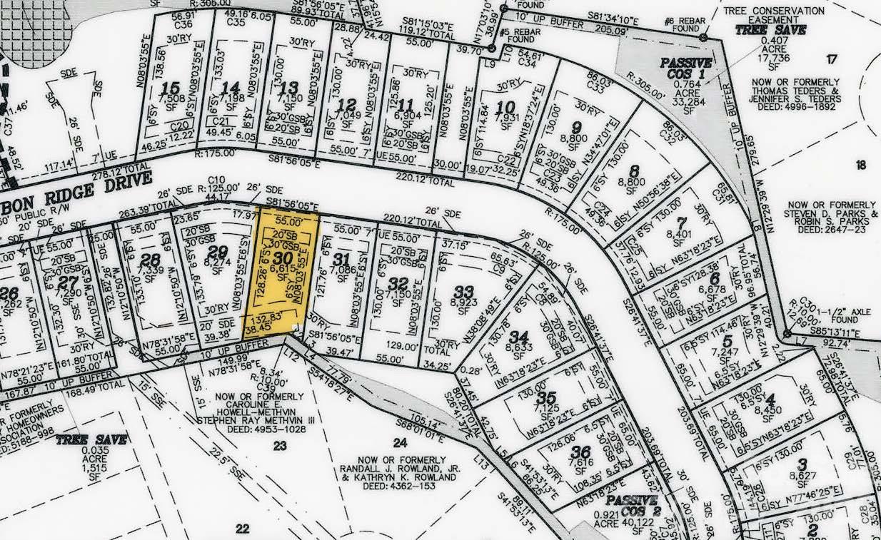 Lot survey map for The Hemlock D floor plan in Enclave at Belmont, Belmont, North Carolina new home community.
