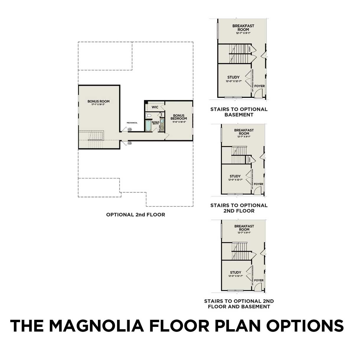3 - The Magnolia C – Side Entry floor plan layout for 209 Evetor Road in Davidson Homes' Everleigh community.