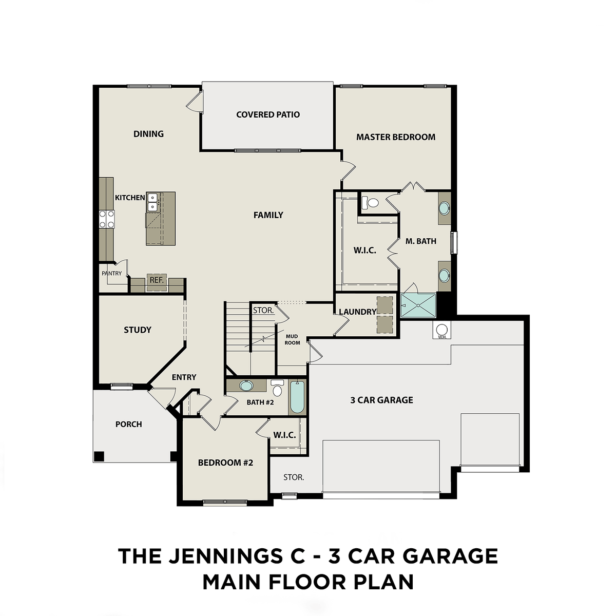 1 - The Jennings C with 3-Car Garage buildable floor plan layout in Davidson Homes' Rivers Edge community.