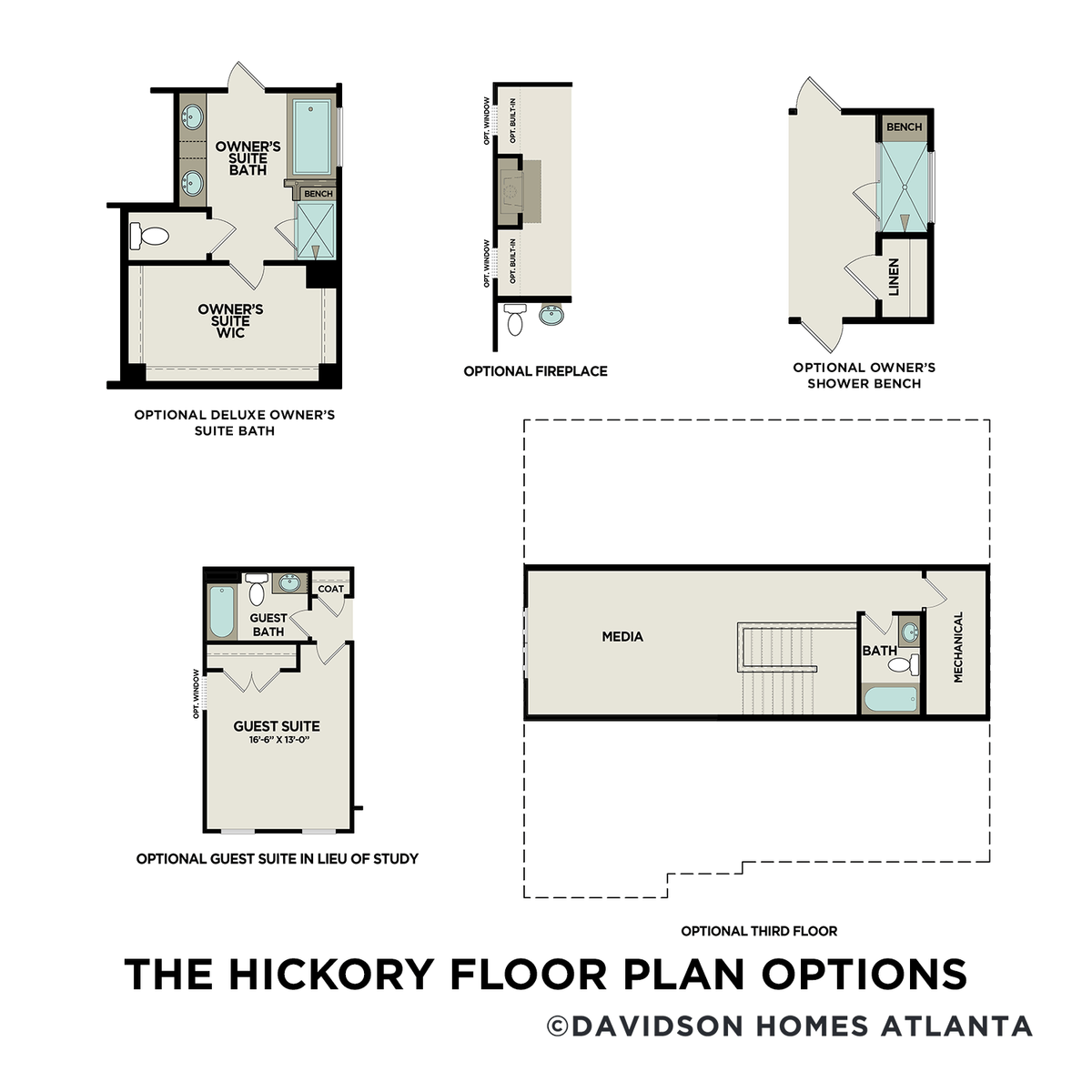 4 - The Hickory A floor plan layout for 88 Van Winkle Street  in Davidson Homes' Wellers Knoll community.
