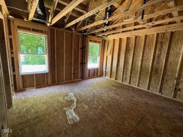 Unfinished bedroom framing for The Gavin A floor plan at Davidson Homes in Gregory Village, Lillington, North Carolina.
