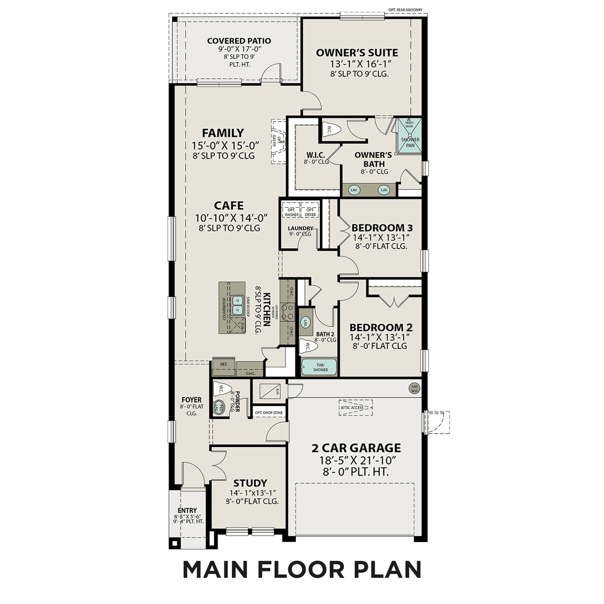 1 - The Riviera B buildable floor plan layout in Davidson Homes' Sunterra community.