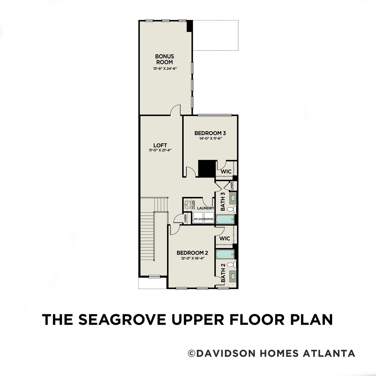 2 - The Seagrove A floor plan layout for 406 Falling Water Avenue in Davidson Homes' The Village at Towne Lake community.
