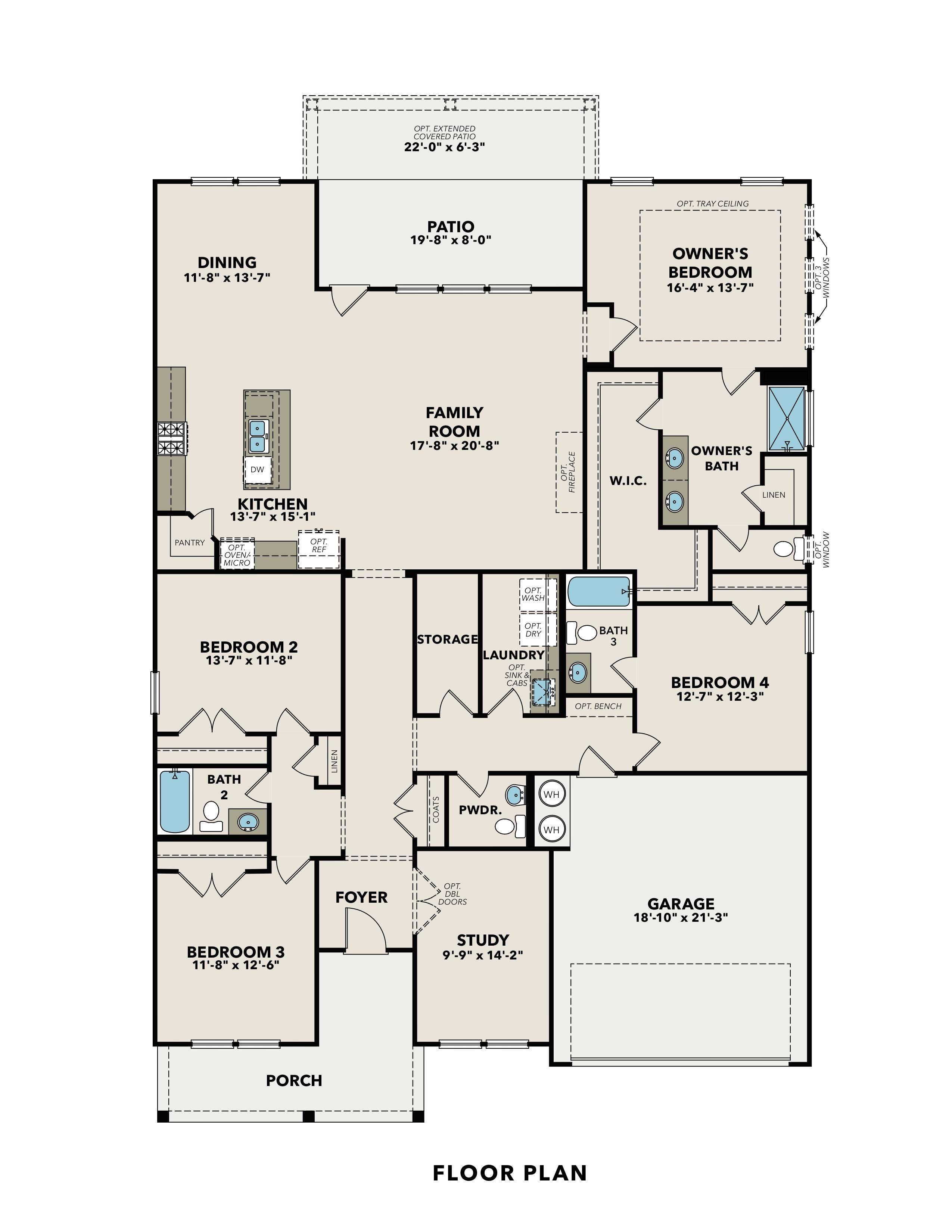 1 - The Harrison H buildable floor plan layout in Davidson Homes Homes' Cedar Farms community.