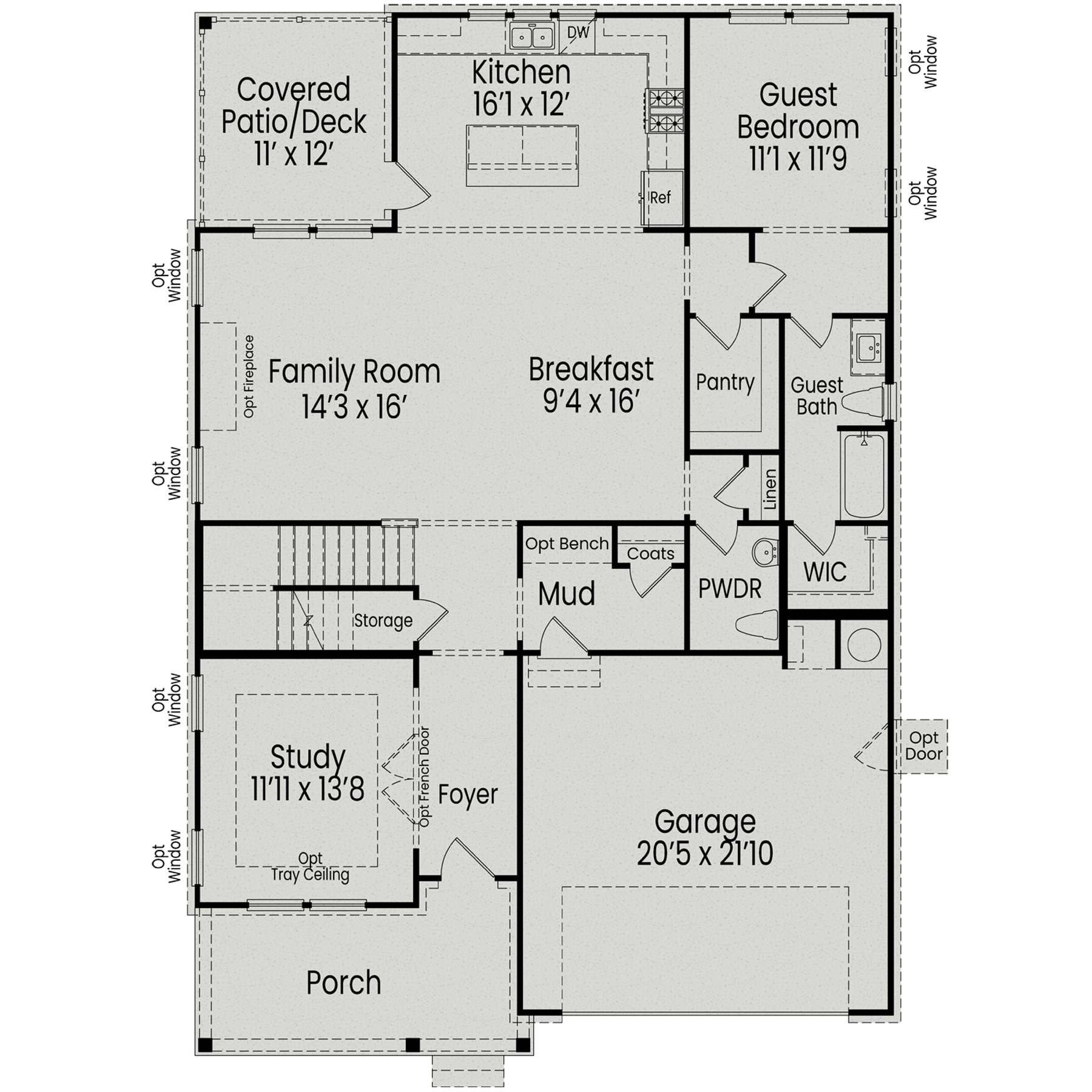 1 - The Aspen A buildable floor plan layout in Davidson Homes Homes' Windgate community.