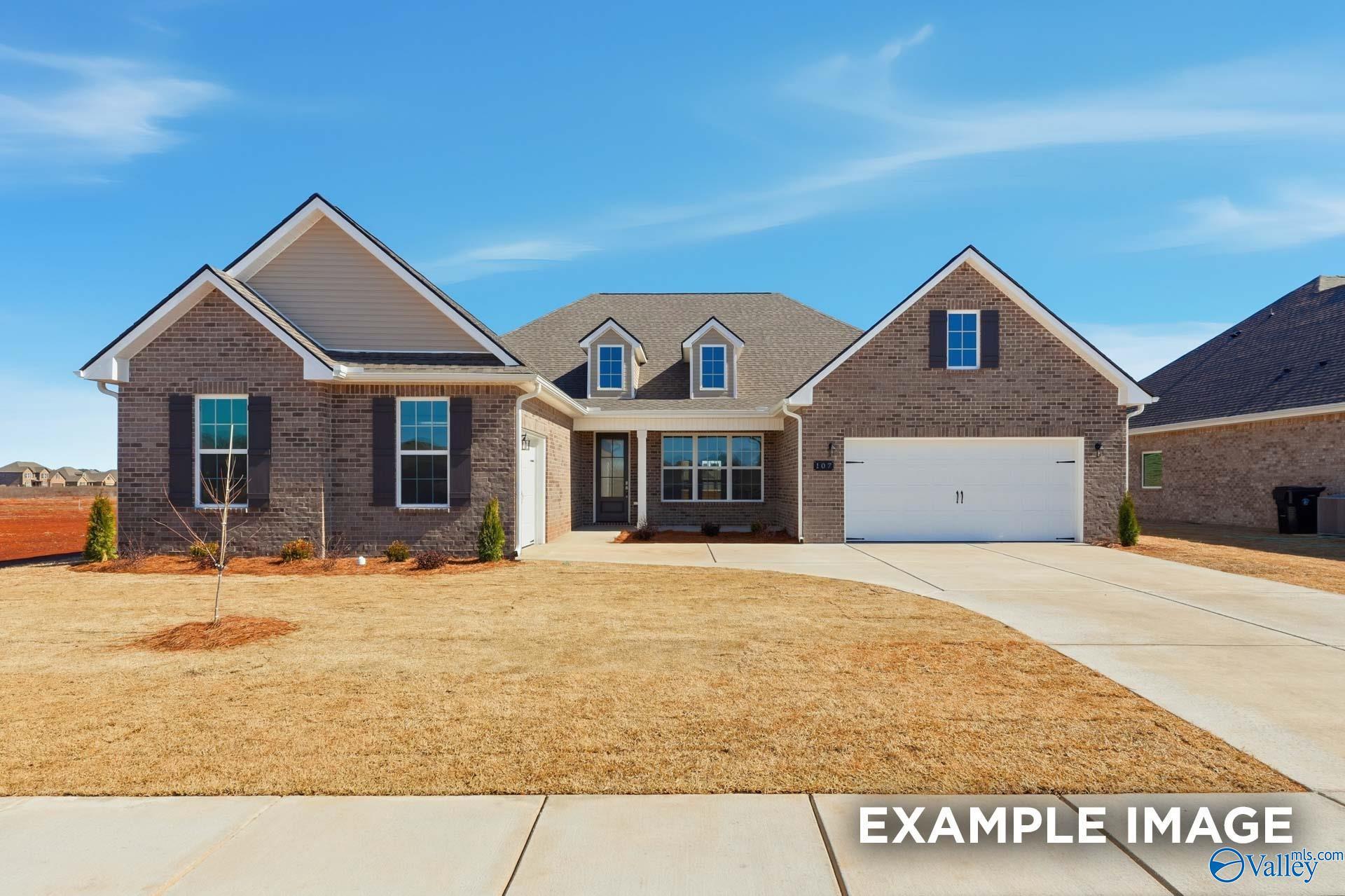 The Valencia floor plan by Davidson Homes: 3,170 sq ft, 1-story brick exterior with 3-car garage in Briercreek, Meridianville.