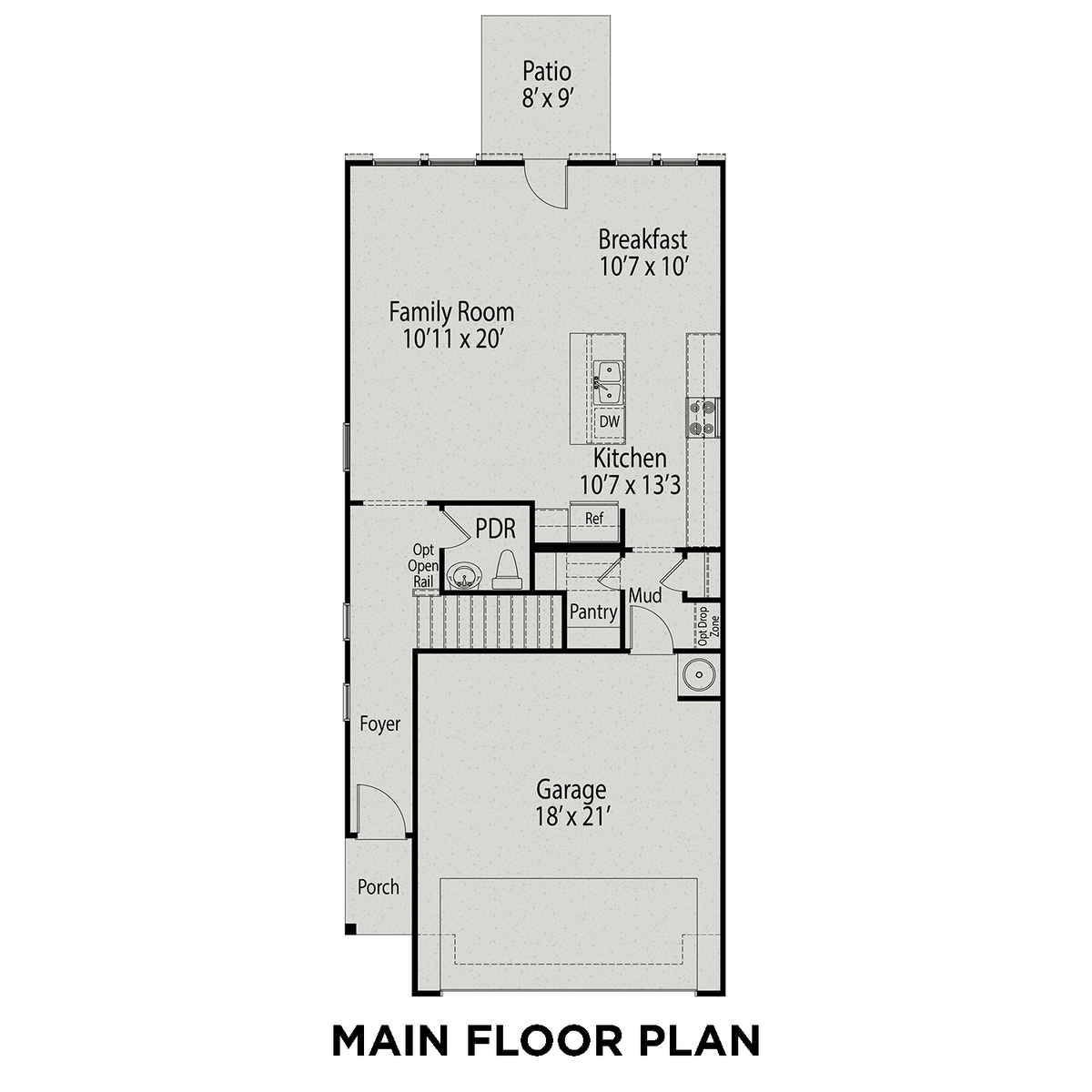 1 - The Wake floor plan layout for 38 Gregory Village Drive  in Davidson Homes' Gregory Village community.