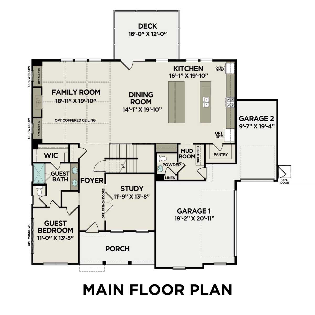 1 - The Arlington B floor plan layout for 2750 Twisted Oak Lane in Davidson Homes' Tanglewood community.
