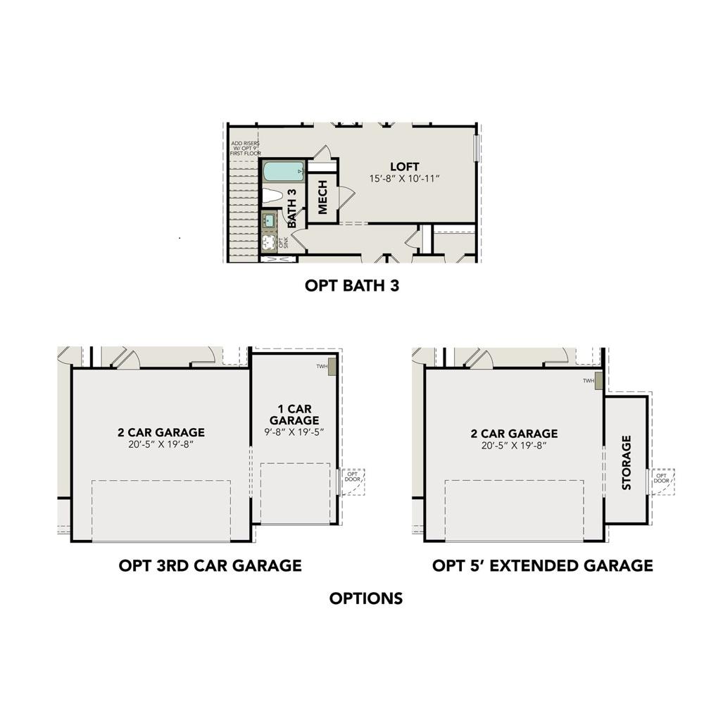 3 - The Brazos E buildable floor plan layout in Davidson Homes Homes' The Villages at WestPointe community.