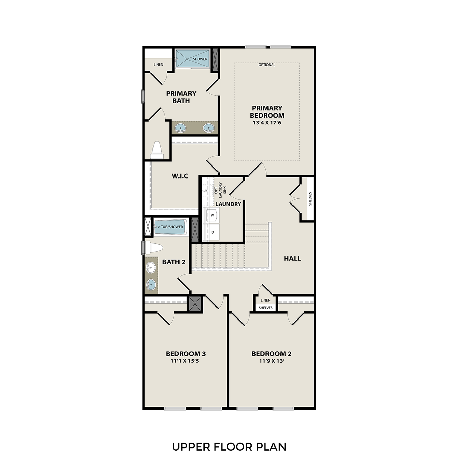2 - The Wake E buildable floor plan layout in Davidson Homes Homes' Lake Park Villas community.