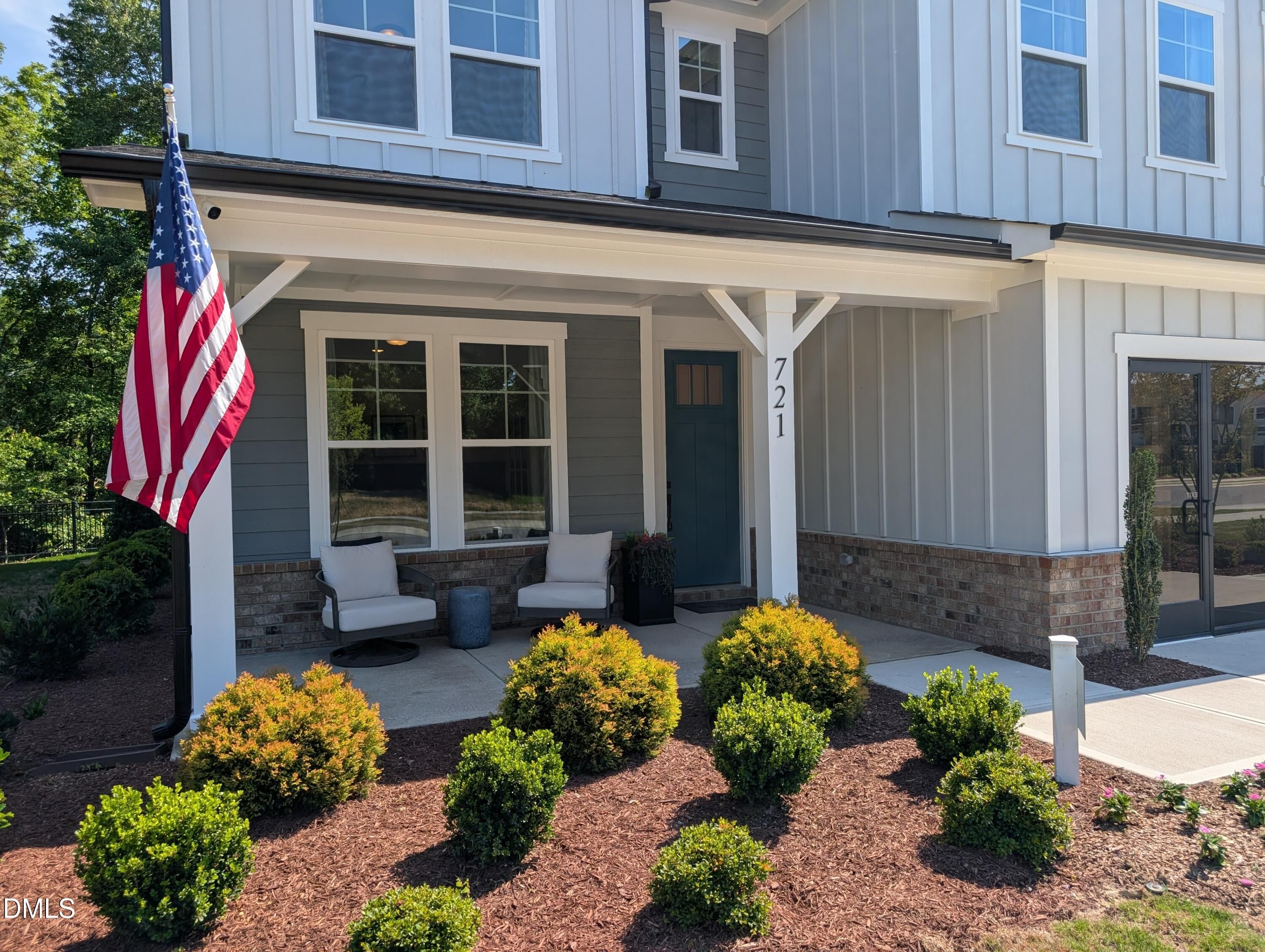 Charming front porch of The Aspen B floor plan by Davidson Homes in Wendell Ridge, Wendell, North Carolina.