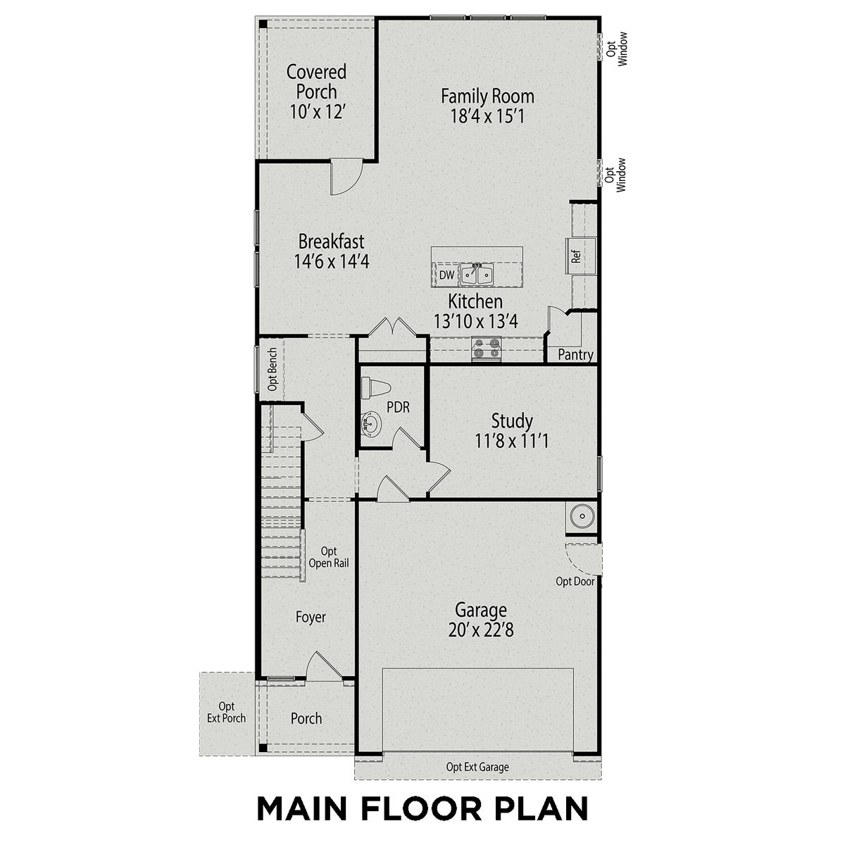 1 - The Preston A floor plan layout for 28 Fairwinds Drive in Davidson Homes' Gregory Village community.