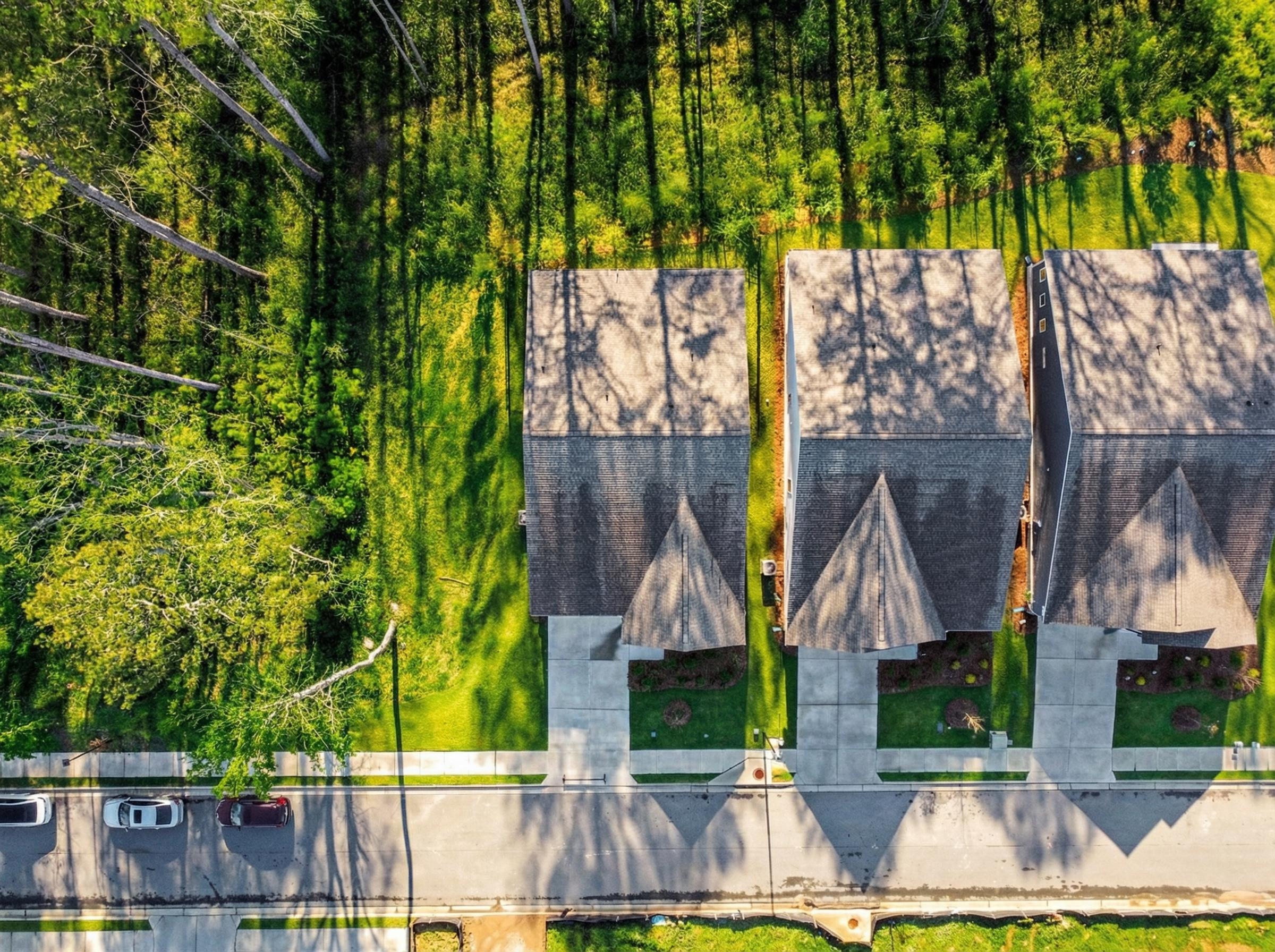 Aerial photo of the private corner lot of Davidson Homes The Daphne B, Loganville, GA
