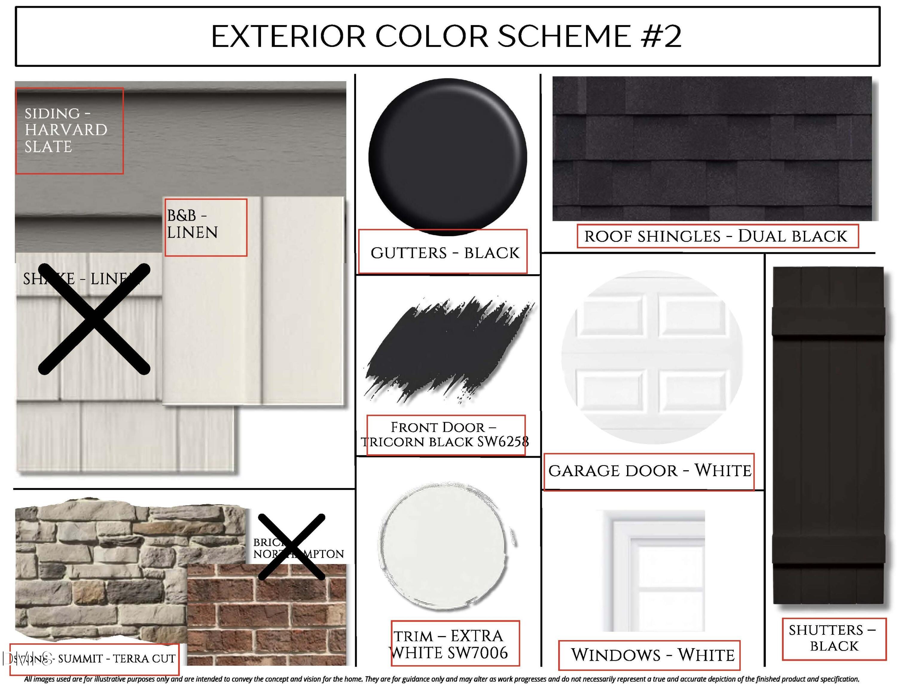 Exterior color scheme #2: Harvard Slate siding, white trim, dual black roof shingles for Davidson Homes The Ash B in Lillington, NC