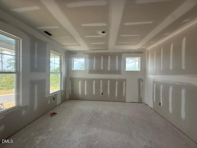 Spacious unfinished living area with drywall in The Birch II A floor plan by Davidson Homes in Montrose, Aberdeen, NC.