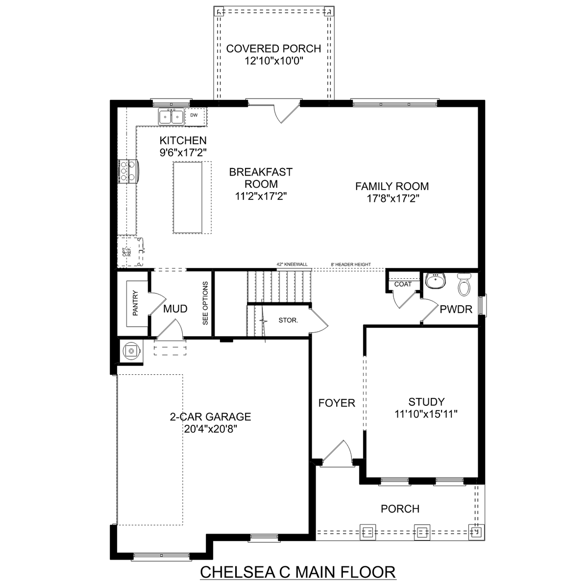 1 - The Chelsea C - Side Entry floor plan layout for 125 Ivy Vine Drive in Davidson Homes' Ivy Hills community.