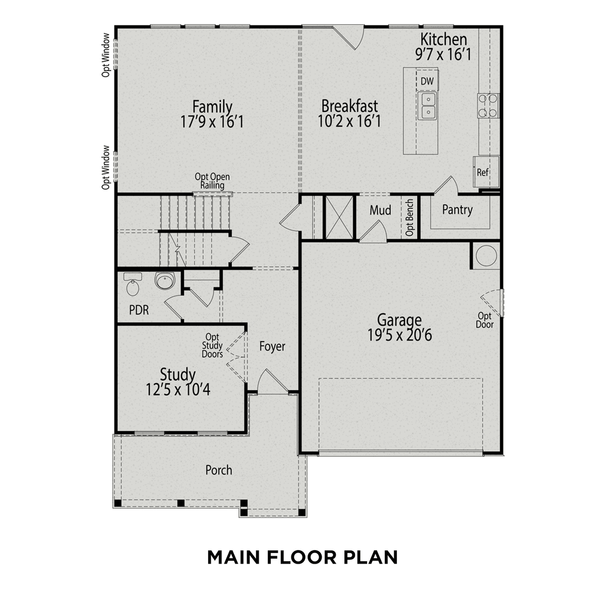1 - The Chestnut E buildable floor plan layout in Davidson Homes' Glenmere community.