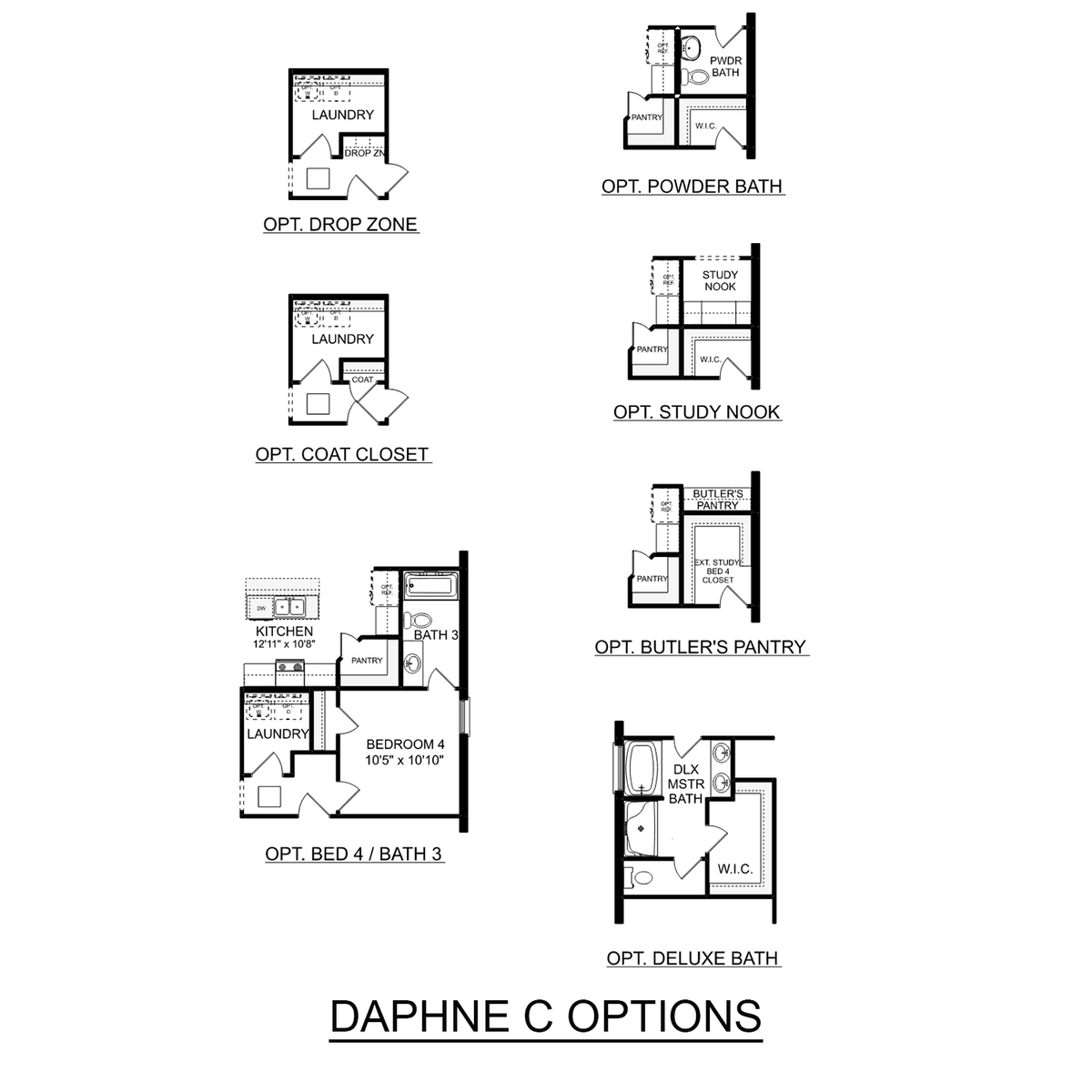 2 - The Daphne C buildable floor plan layout in Davidson Homes' Heritage Lakes community.