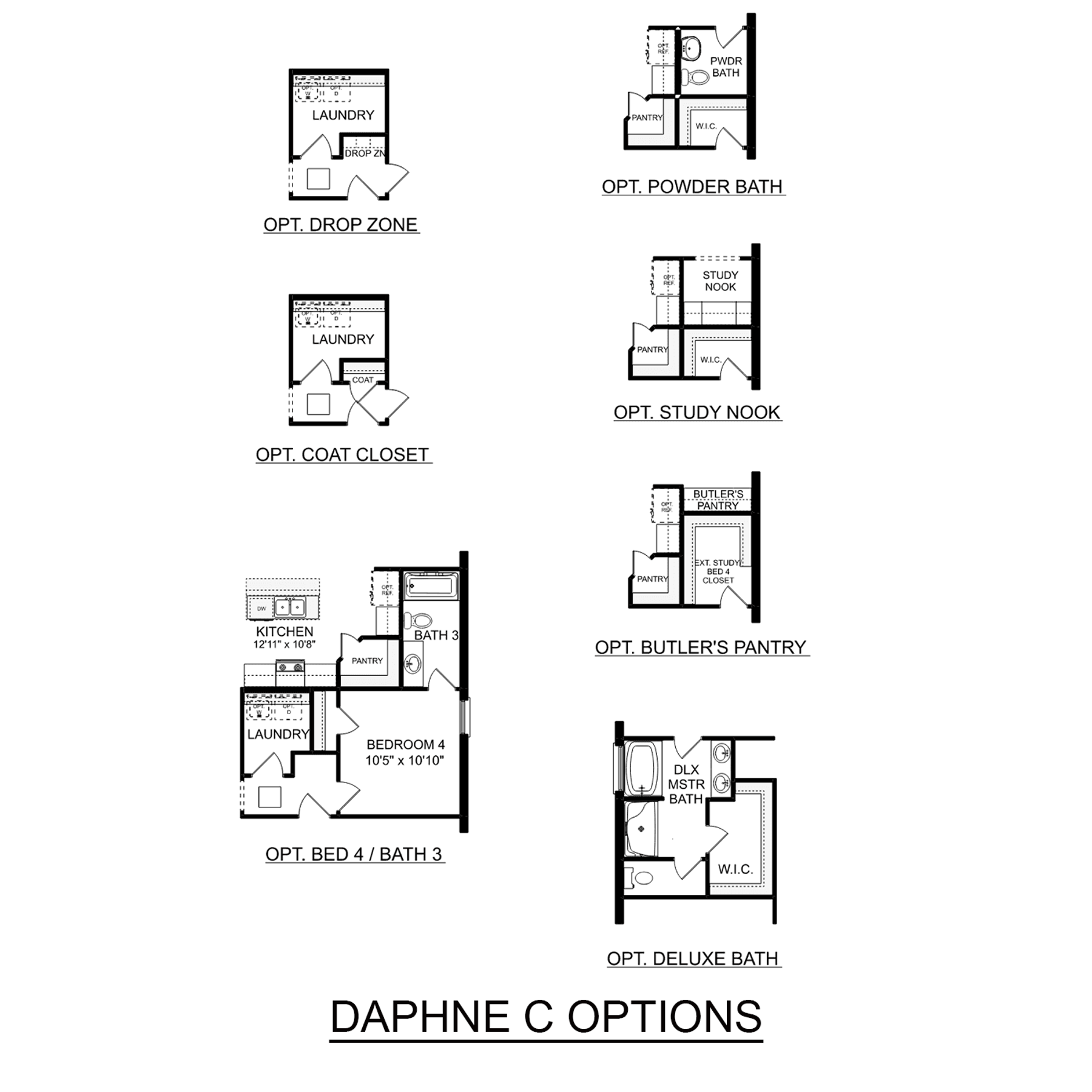 2 - The Daphne C buildable floor plan layout in Davidson Homes Homes' Durham Farms community.