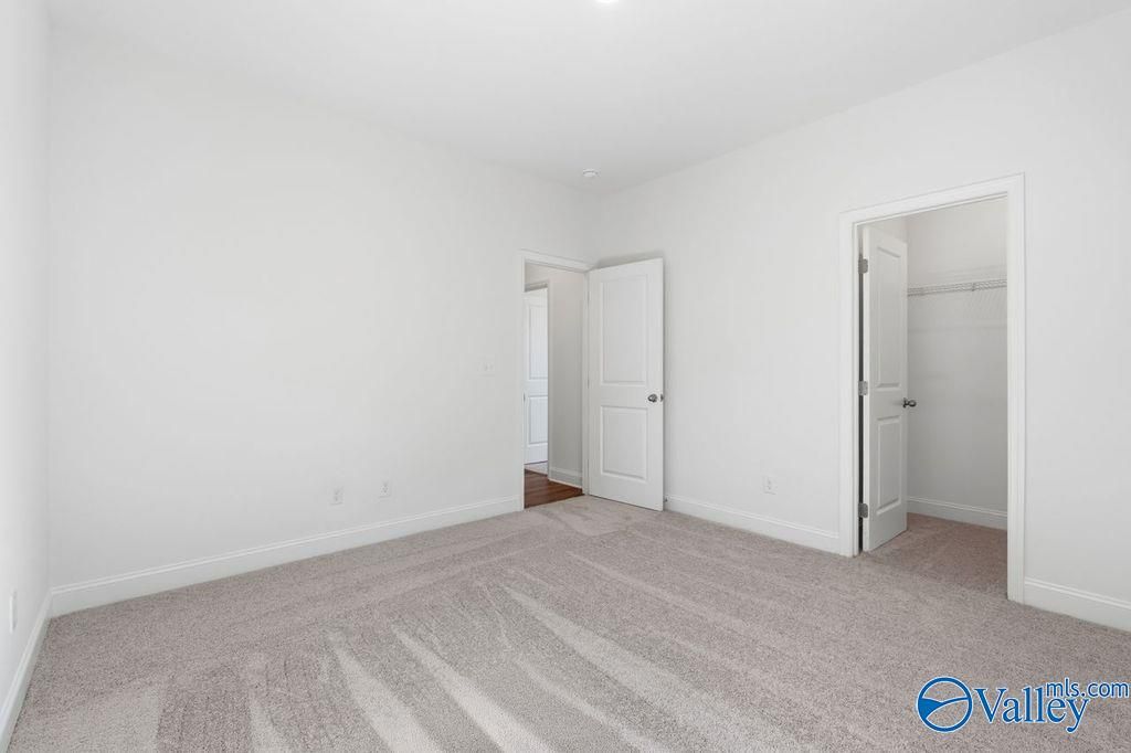 Bright spacious bedroom with walk-in closet and en-suite bath in Davidson Homes The Montgomery, Hartselle, Alabama