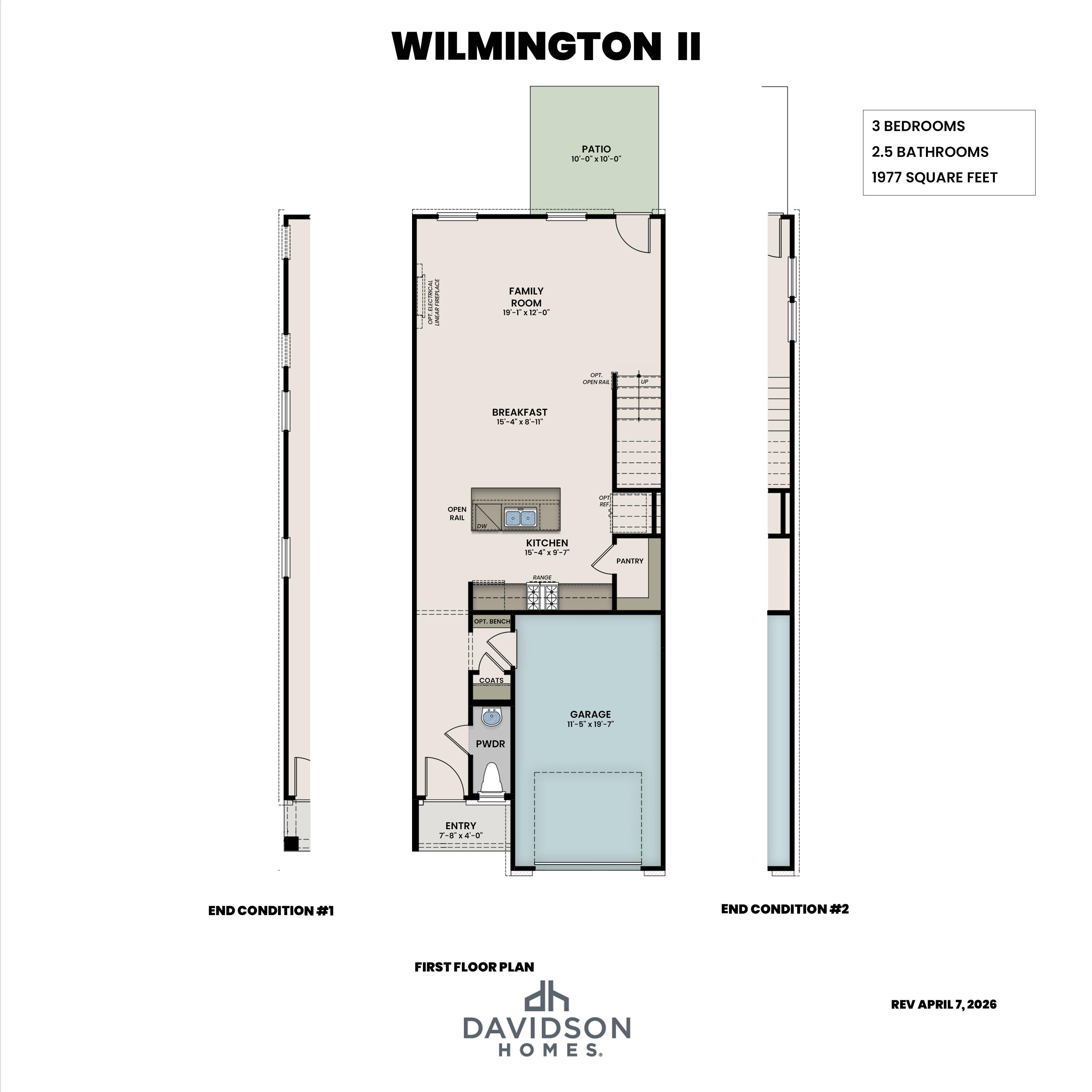 1 - The Wilmington II A buildable floor plan layout in Davidson Homes Homes' Townes at North Main community.