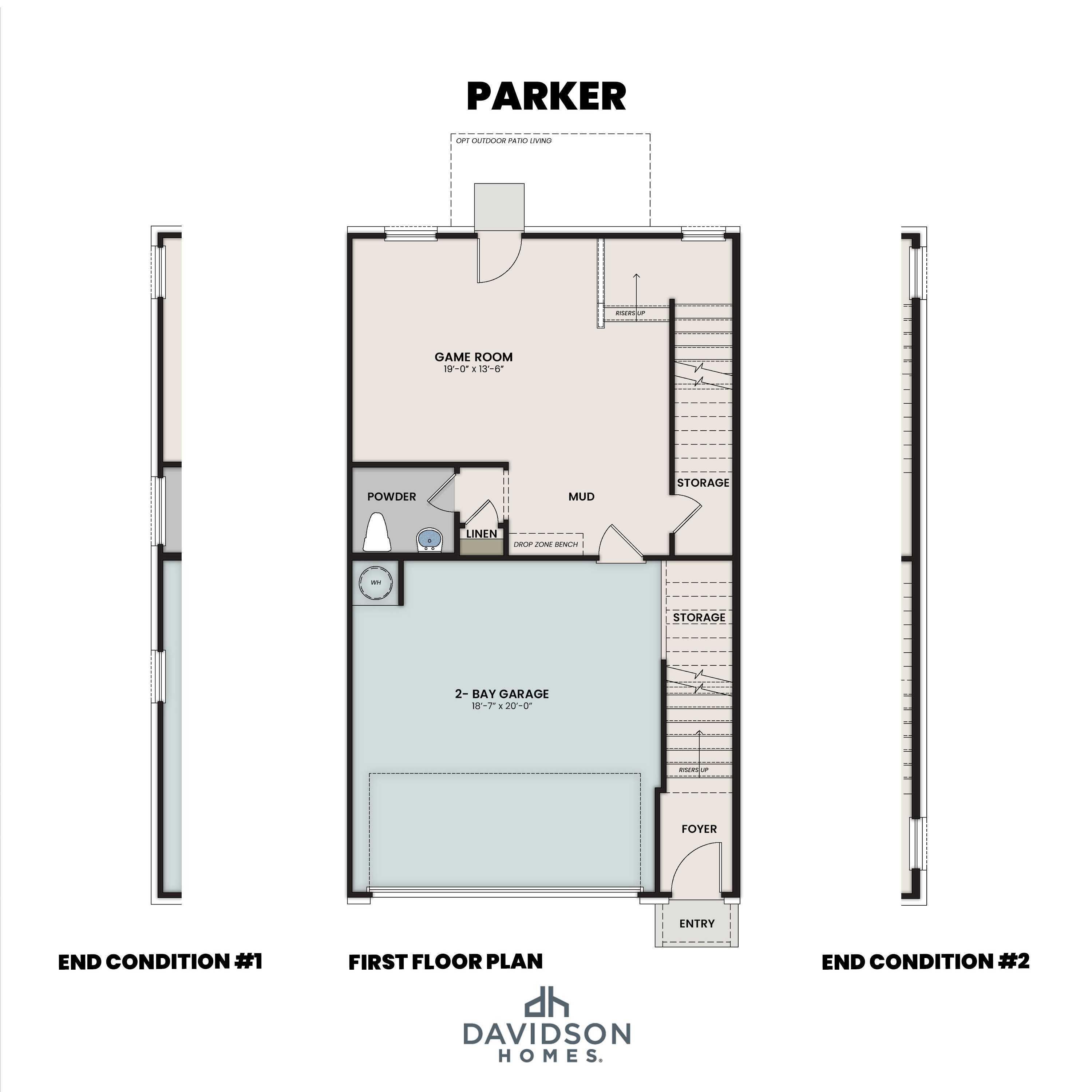 1 - The Parker C buildable floor plan layout in Davidson Homes Homes' Jackson Village community.