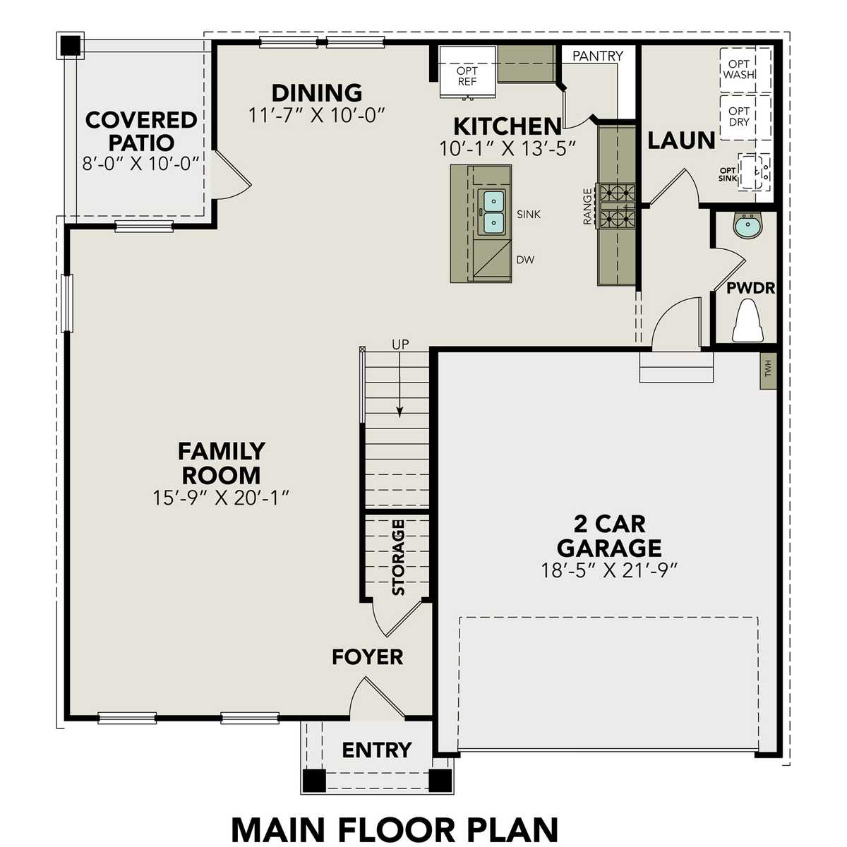 1 - The Murray F buildable floor plan layout in Davidson Homes' Horizon Pointe community.