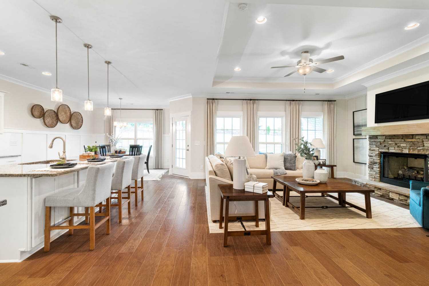 open-concept kitchen and living area