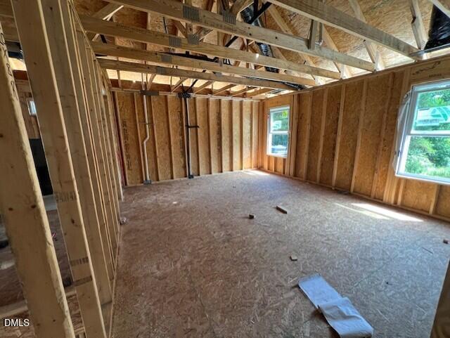 Unfinished interior room framing of The Willow D floor plan by Davidson Homes in Wellers Knoll, Lillington, North Carolina.