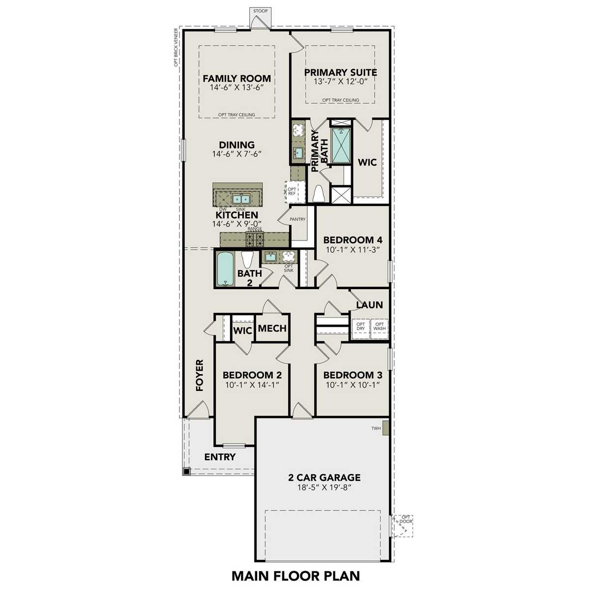1 - The Colorado Brick buildable floor plan layout in Davidson Homes' Lakes at Black Oak community.