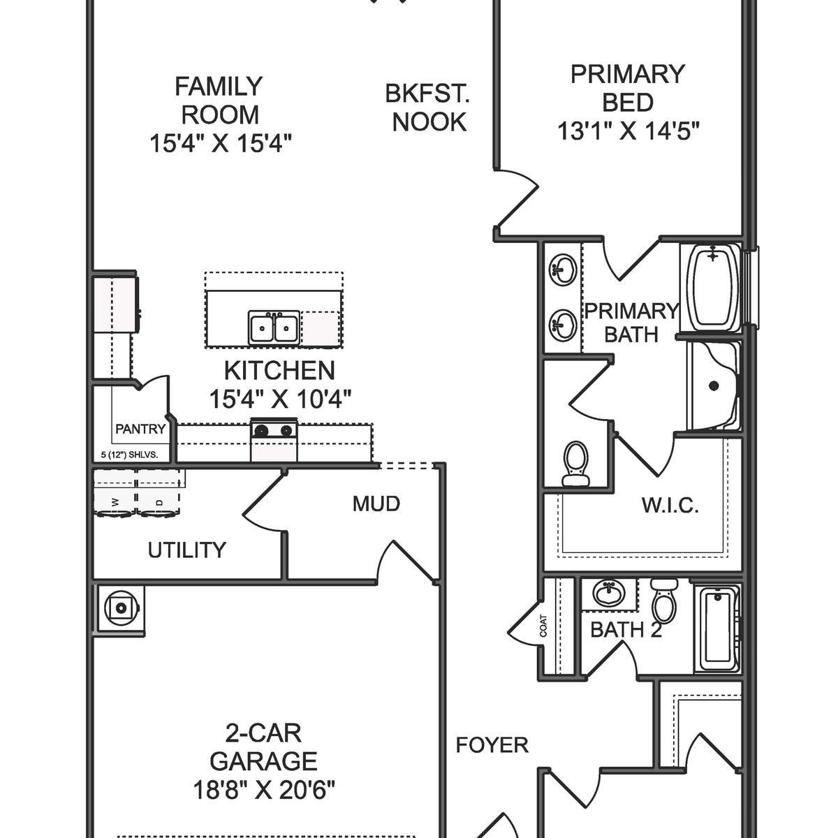 1 - The Rosewood buildable floor plan layout in Davidson Homes' Barnett's Crossing community.