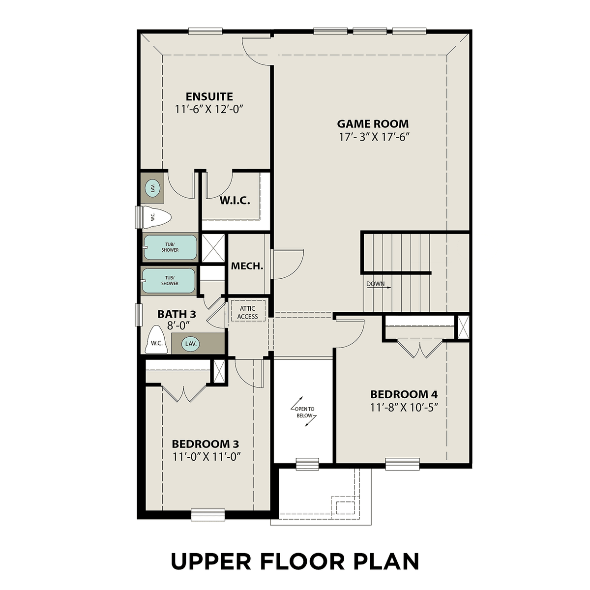 2 - The Philip B floor plan layout for 1806 Homewood Point Lane in Davidson Homes' Sierra Vista community.