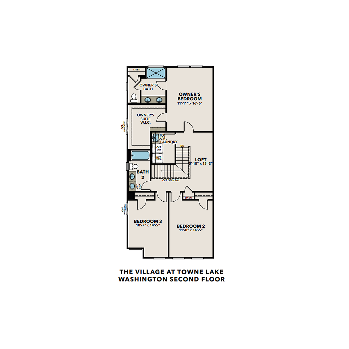 2 - The Washington F buildable floor plan layout in Davidson Homes' The Village at Towne Lake community.