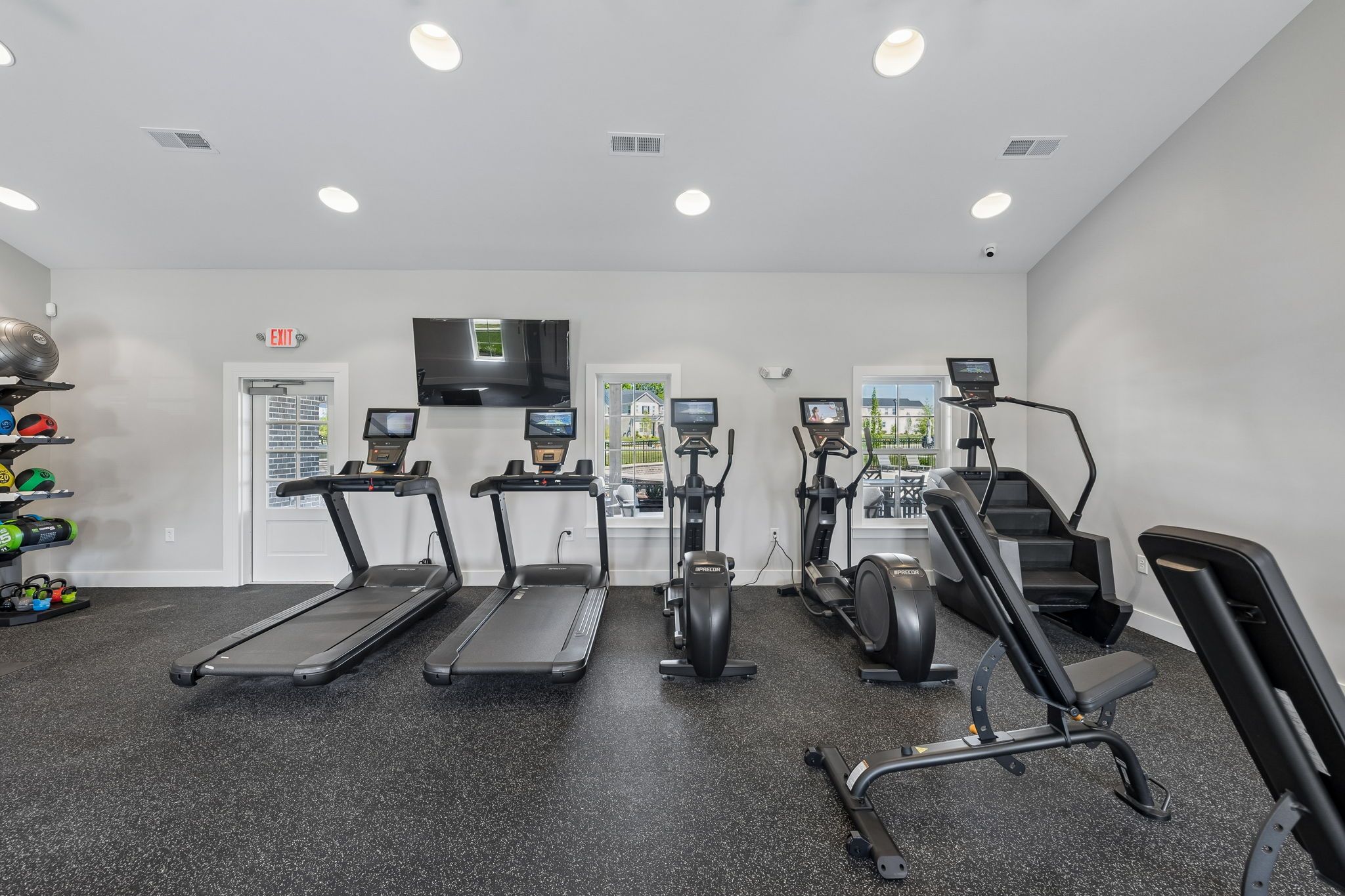 Fitness center at Bradshaw Farms in Mt. Juliet, TN with cardio machines, ellipticals, and strength training equipment.