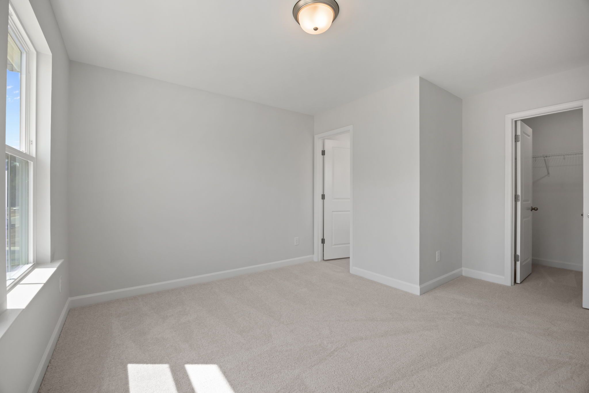 Spacious secondary bedroom in The Ashport B floor plan featuring neutral paint, soft carpeting, and a walk-in closet.