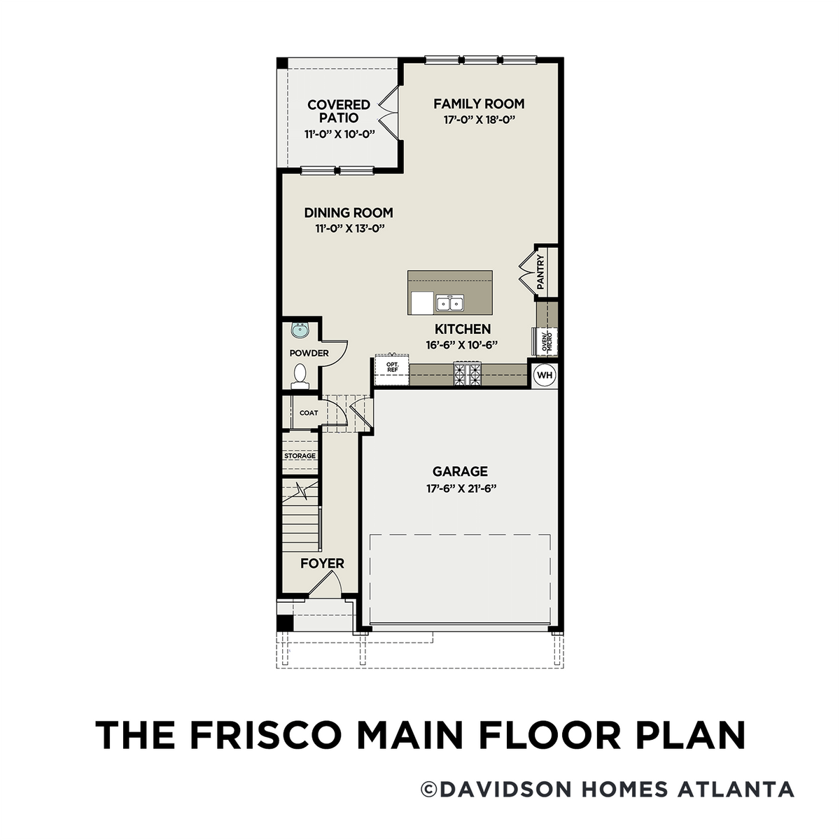 1 - The Frisco A floor plan layout for 120 Batten Board Way in Davidson Homes' The Village at Towne Lake community.