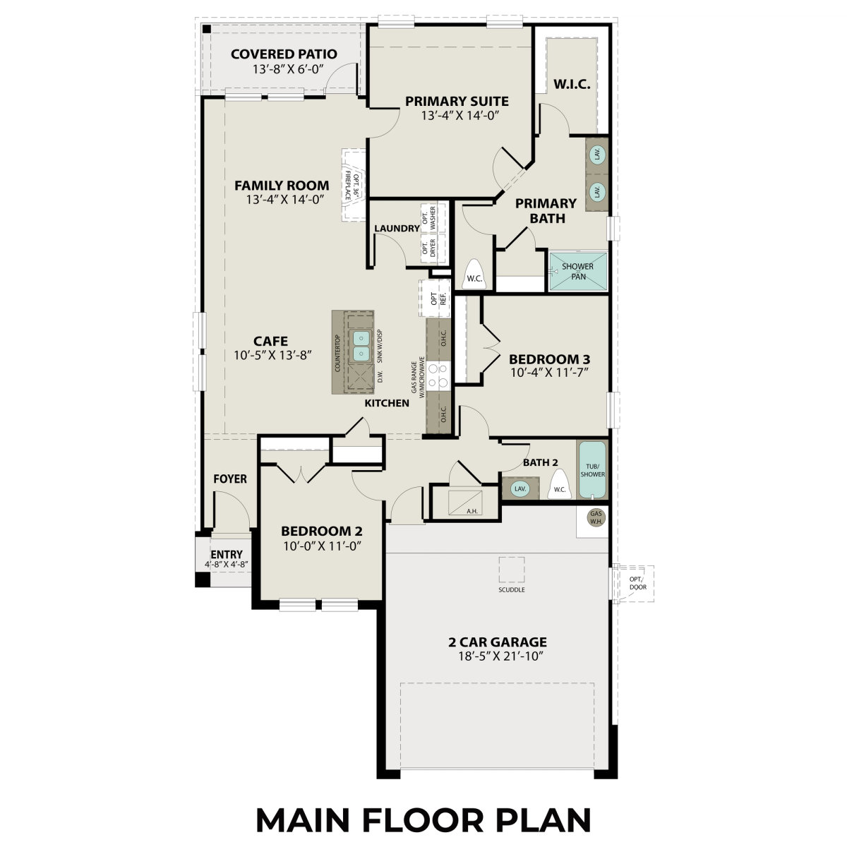 1 - The Costa B buildable floor plan layout in Davidson Homes' Sunterra community.