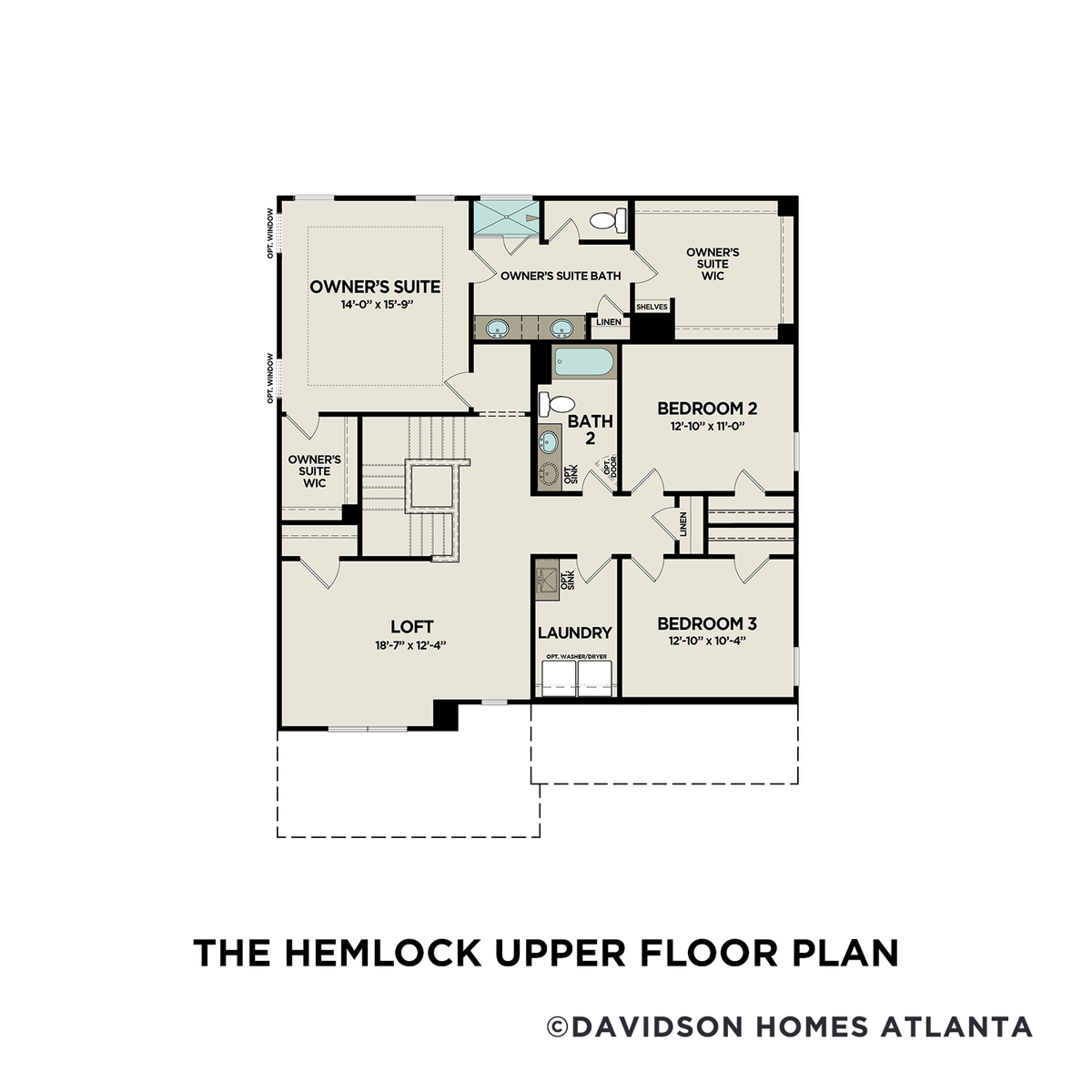 2 - The Hemlock C floor plan layout for 27 Ridgeline Way in Davidson Homes' Mountainbrook community.