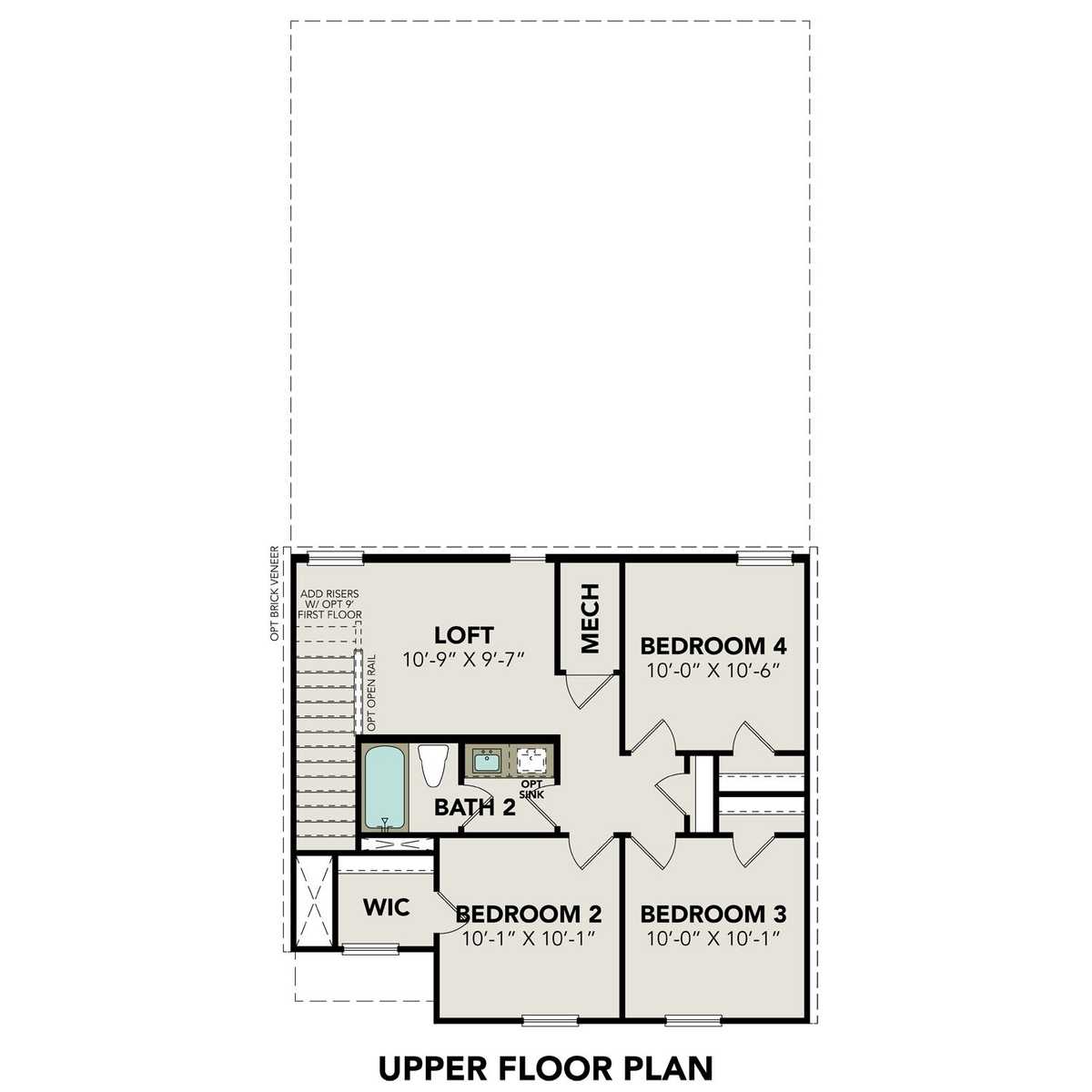 2 - The Blanco E buildable floor plan layout in Davidson Homes' The Villages at WestPointe community.